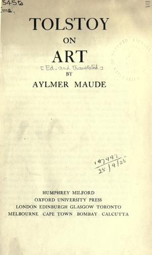 جلد کتاب Tolstoy on Art