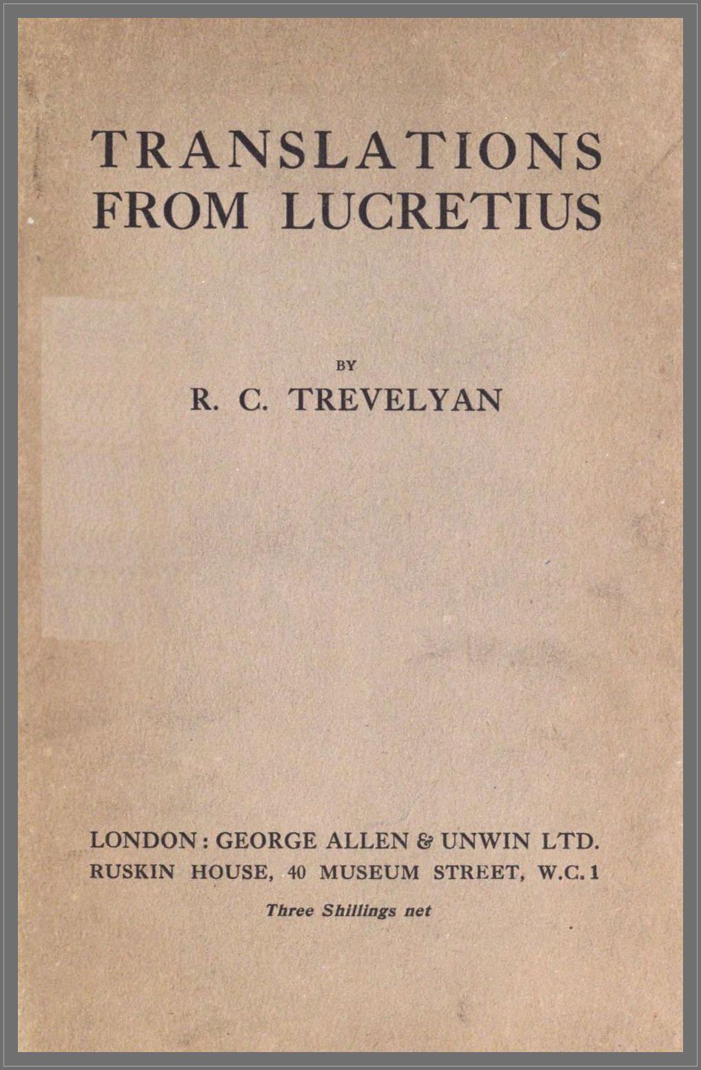 جلد کتاب Translations from Lucretius