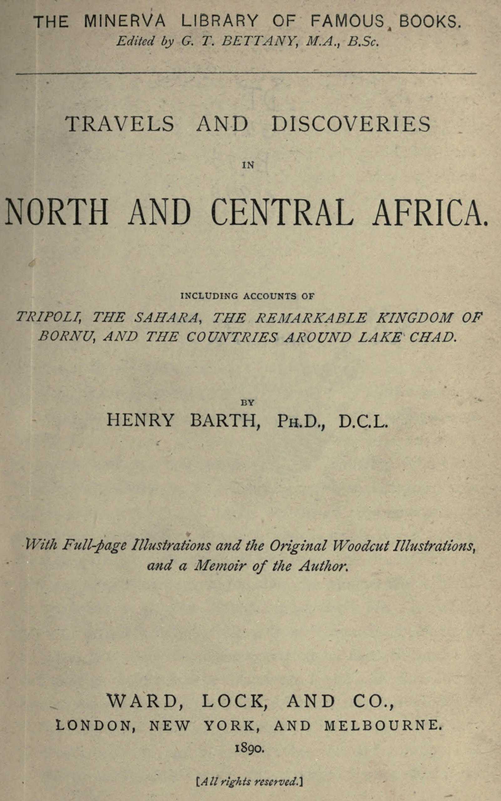 جلد کتاب Travels and Discoveries in North and Central Africa