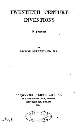 جلد کتاب Twentieth Century Inventions: A Forecast