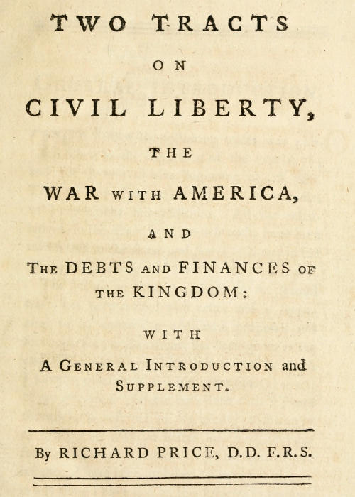 جلد کتاب Two Tracts on Civil Liberty, the War with America, and the Debts and Finances of the Kingdom