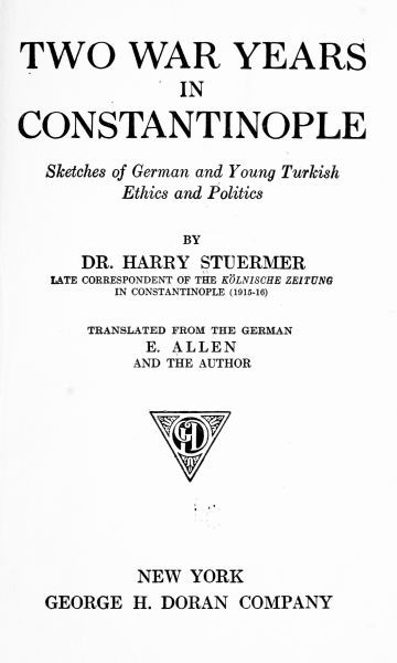 جلد کتاب Two War Years in Constantinople