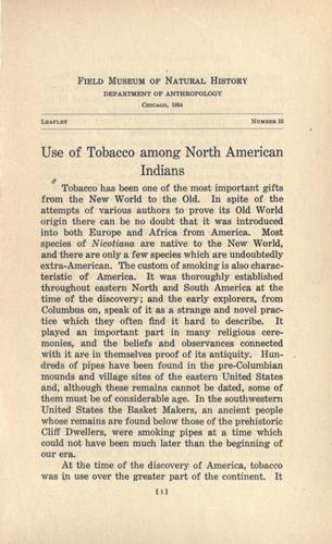 جلد کتاب Use of Tobacco among North American Indians