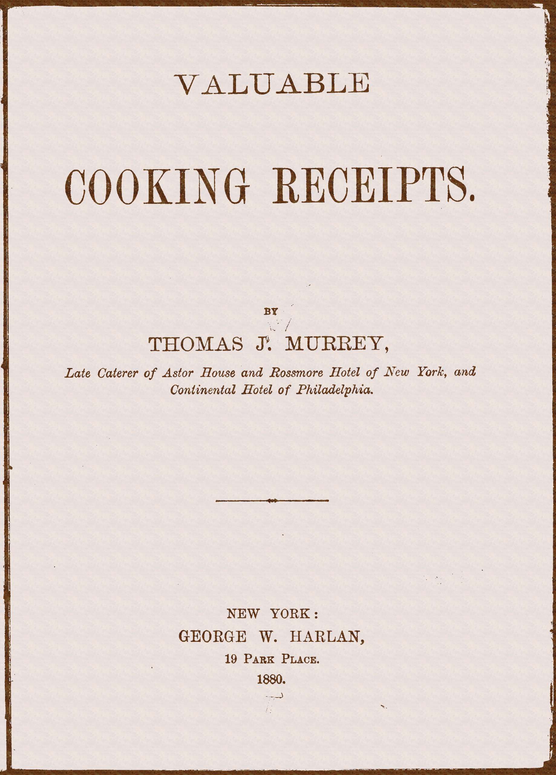 جلد کتاب Valuable Cooking Receipts