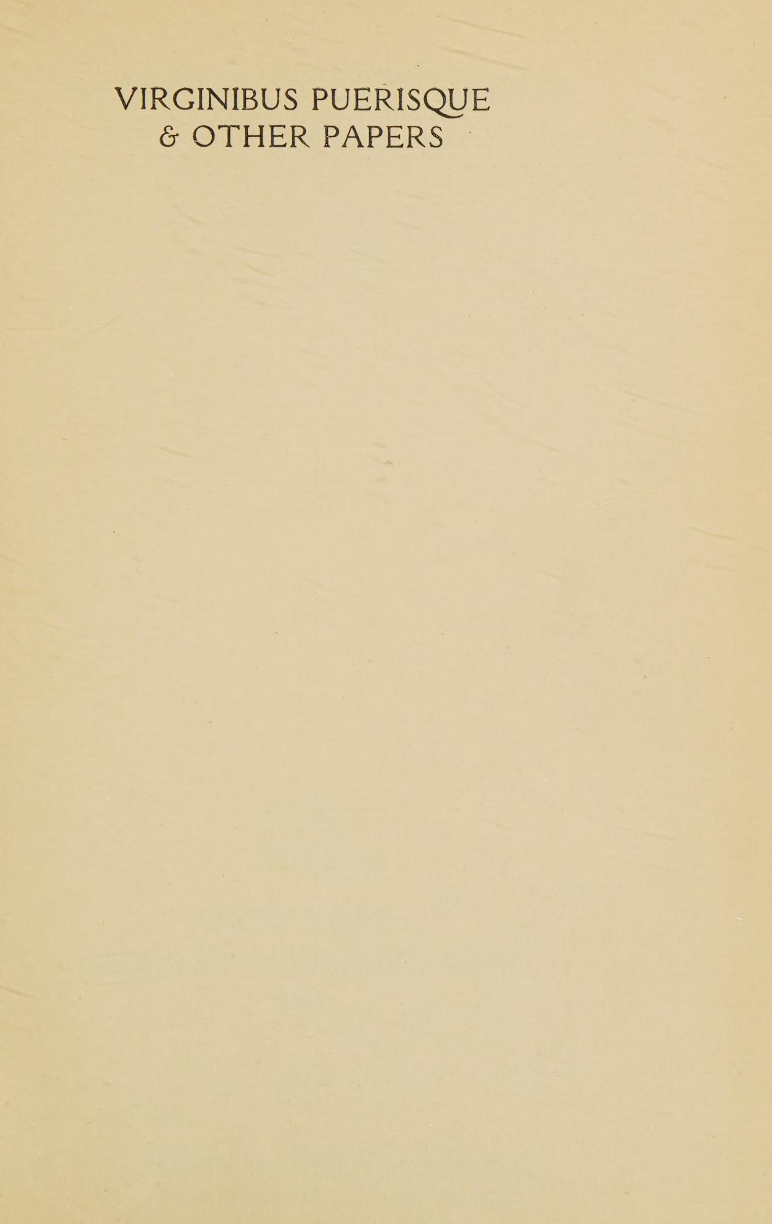 جلد کتاب Virginibus Puerisque, and Other Papers