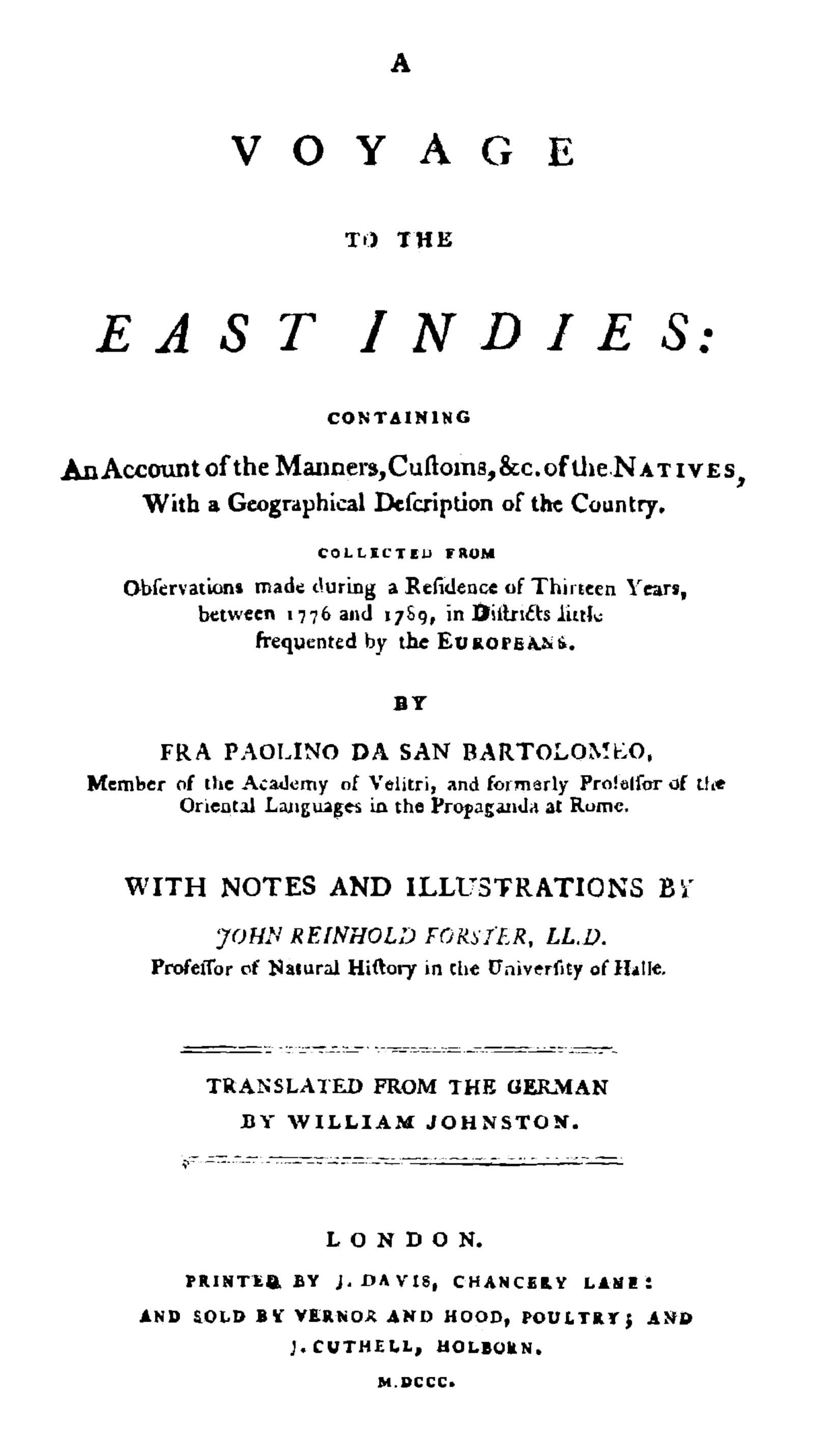 جلد کتاب Voyage to the East Indies