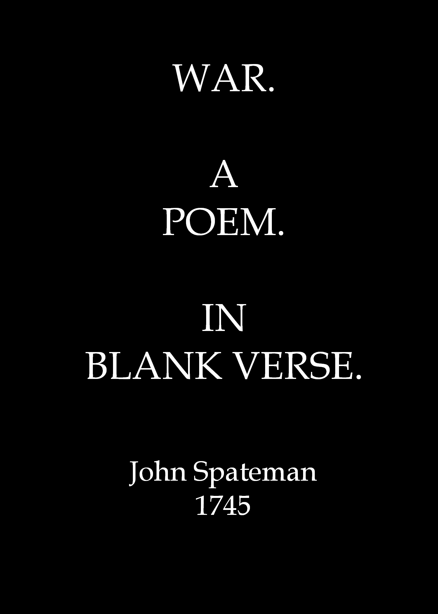 جلد کتاب War: A Poem in Blank Verse