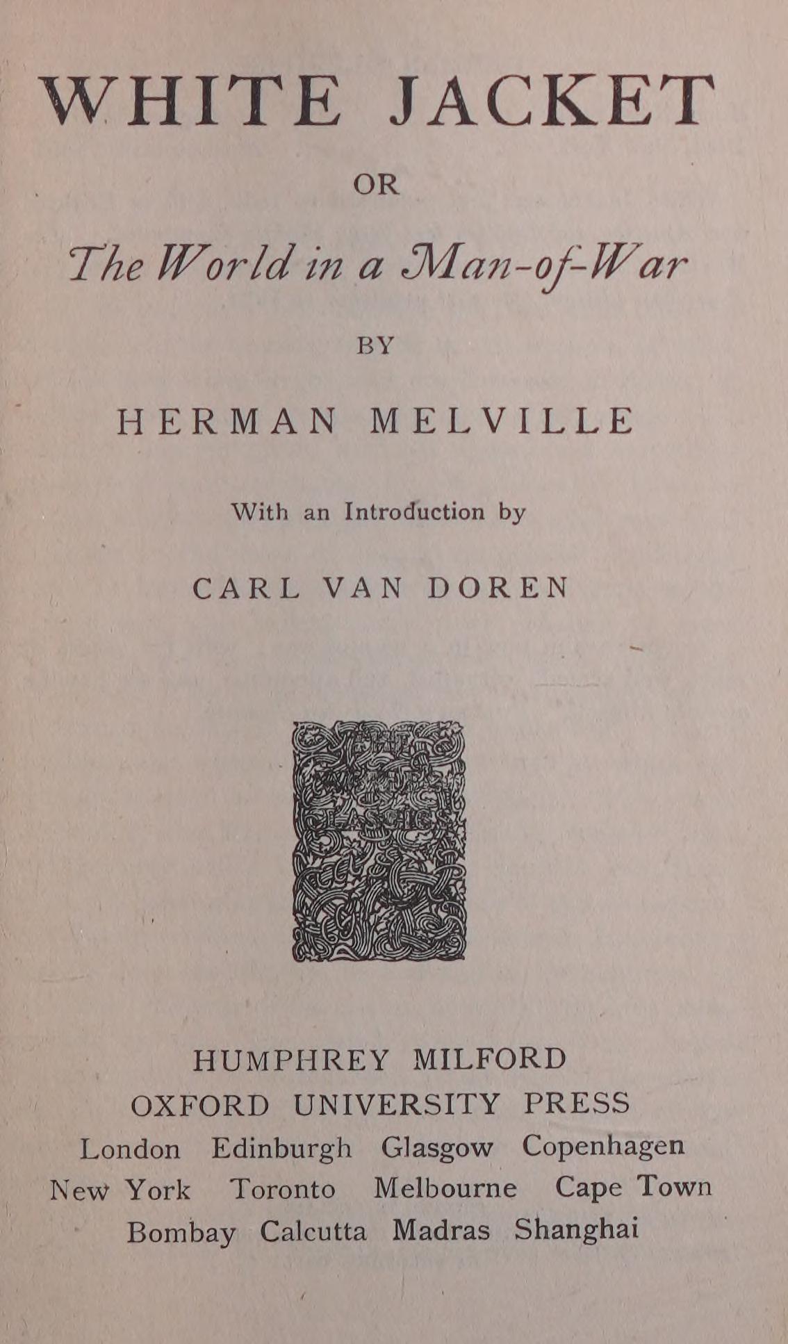 جلد کتاب White Jacket; Or, The World on a Man-of-War