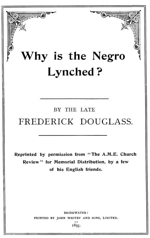 جلد کتاب Why is the Negro Lynched?