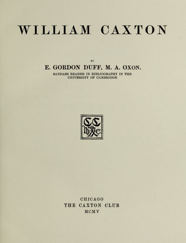 جلد کتاب William Caxton