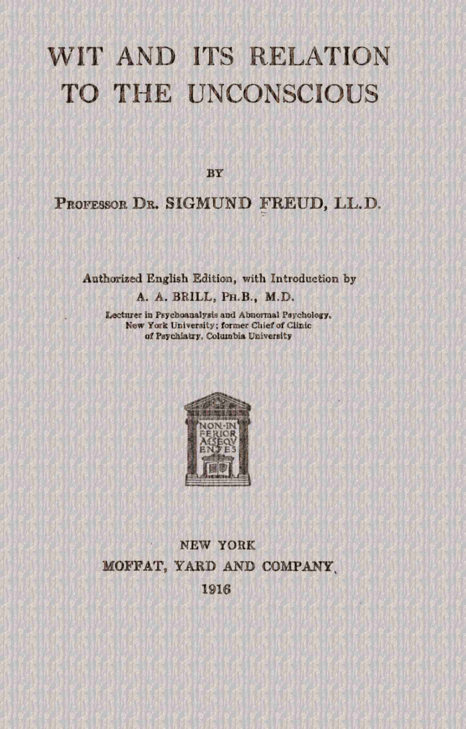جلد کتاب Wit and its Relation to the Unconscious